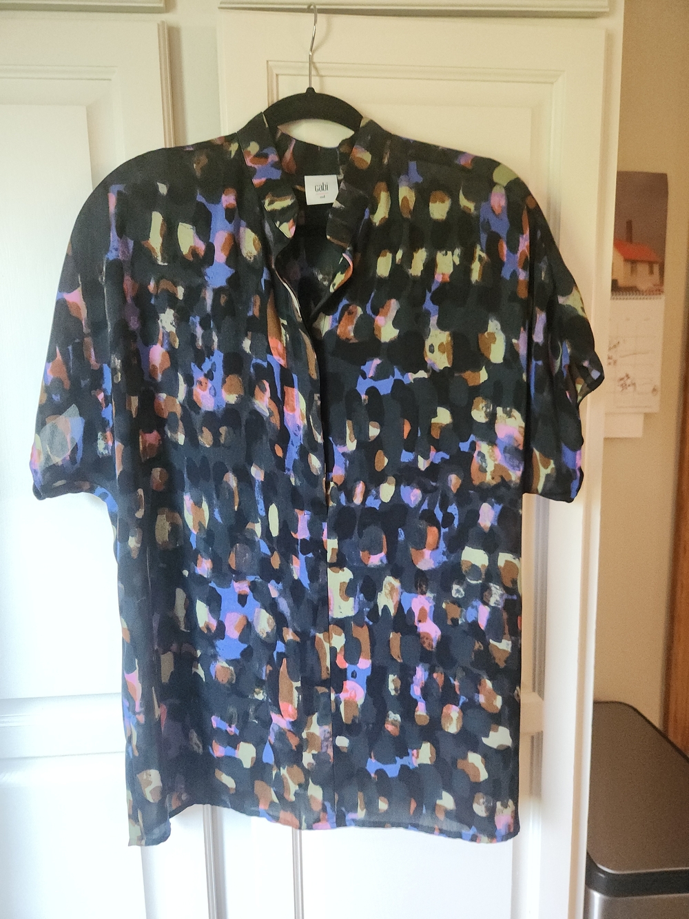 CAbi Black Abstract Print  Shirt with Multicolor Accents